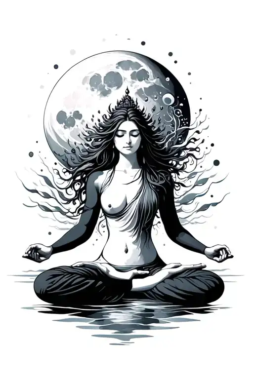 Water Moon Woman Meditation Yoga Flow