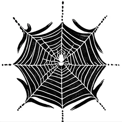 Spider Web With Spider Crawling