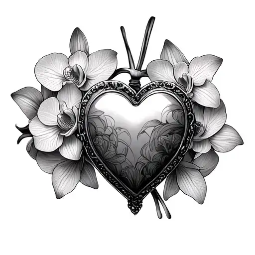 Heart Locket And Orchid Flowers