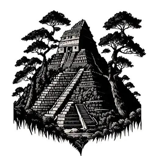 Machu Pichu And Jungle Forest With Trees