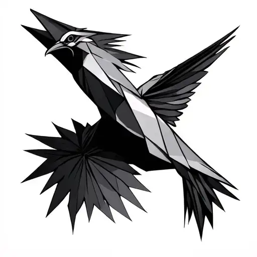 Men's Origami Bird Tattoo On Forearm