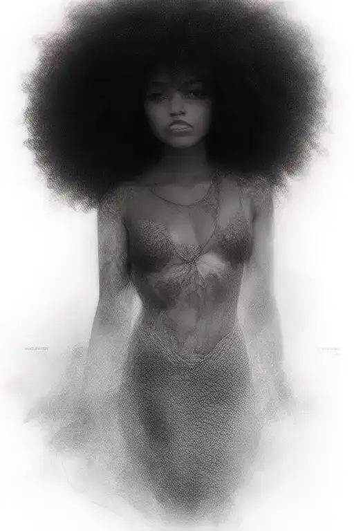 Black Girl Mermaid With Afro