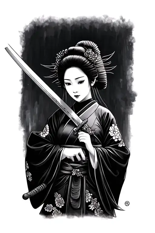 Geisha Holding A Katana
