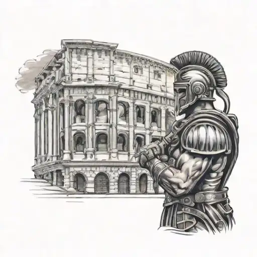 Roman Gladiator With The Roman Coliseum In The Background