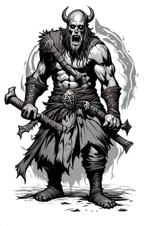 Zombie Viking Warrior Wielding