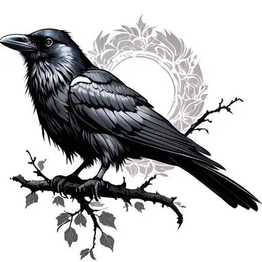 Feminine Raven Perched