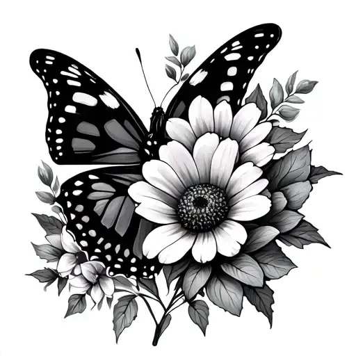 November Birth Flower And Butterfly Resting