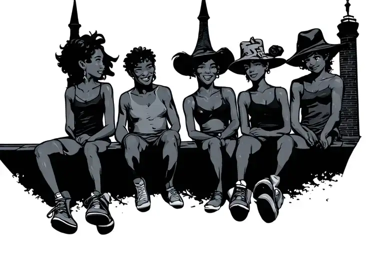 4 Friends Sitting On A Roof Top