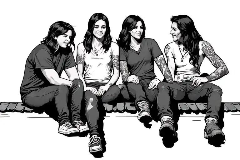 Four Friends Sitting On A Roof