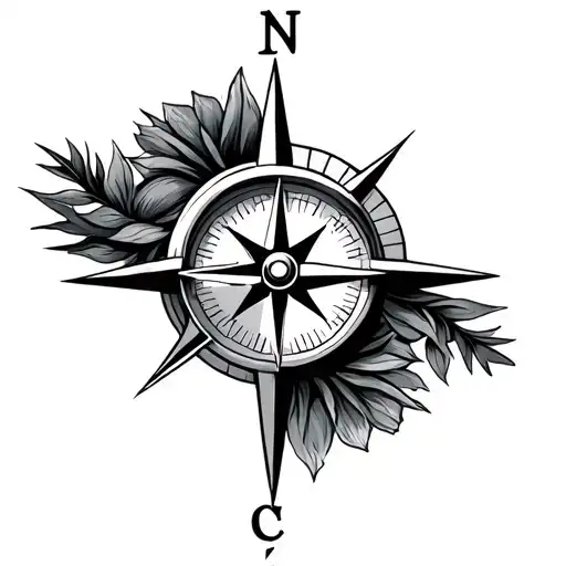 Nature Compass With Needle Pointing To North West