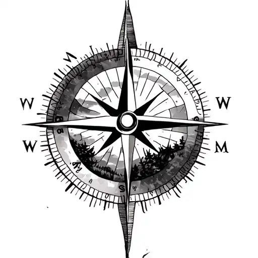Nature Compass With Needle Pointing To North West
