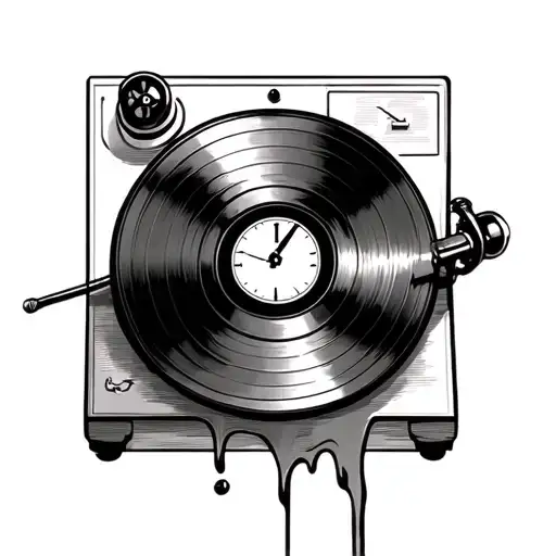 Vinyl Record Player With Vinyl Melting As Dali Clock