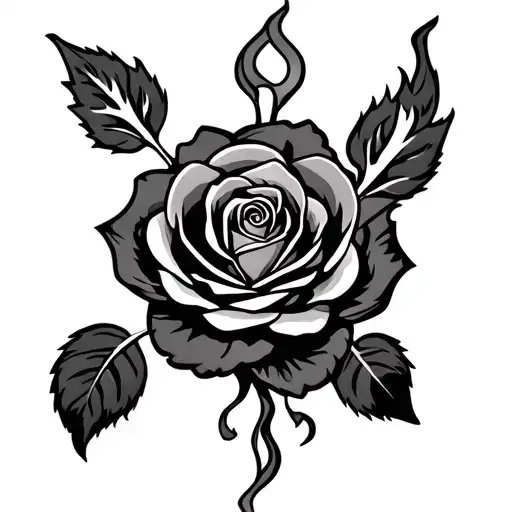 Fire Rose Unity Survivor Symbol With Broken Medusa Design