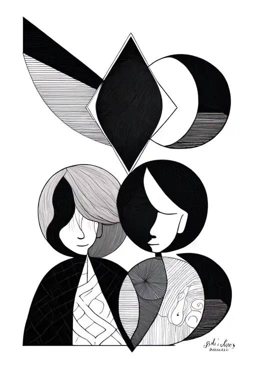 Geometric Shapes Fine Line For 3 Siblings