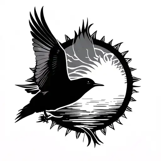 Filipino Sun As Sunrise With Bird Flying