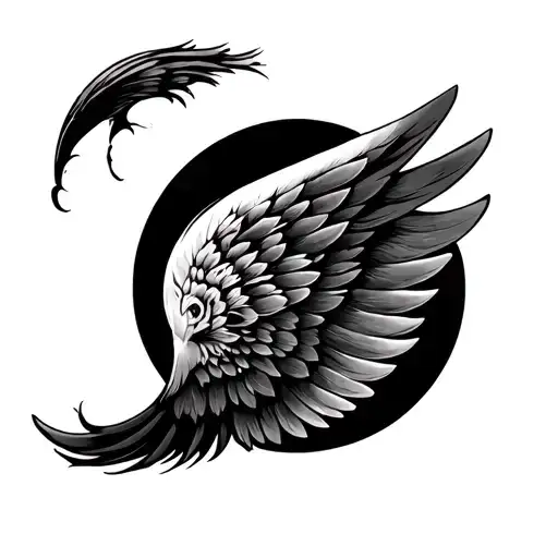 Beautiful Back Wing Tatoo Representing Two Sides