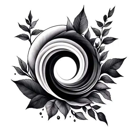 Nature Symetric Tattoo In Black