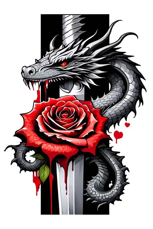Dragon Dagger Wrapped With Bloody Rose