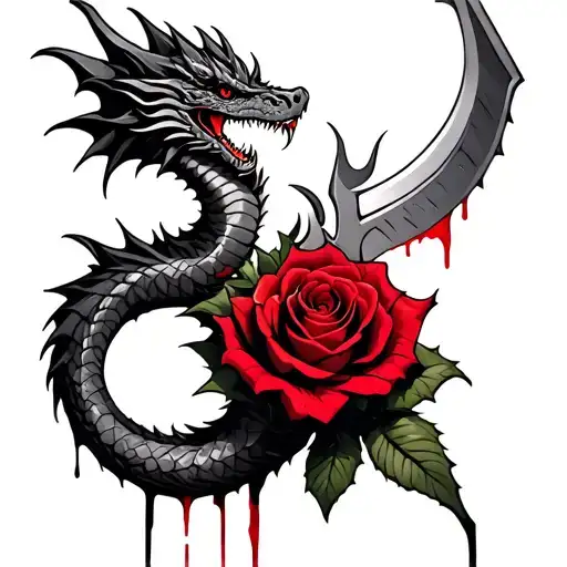 Dragon Dagger Wrapped With Bloody Rose
