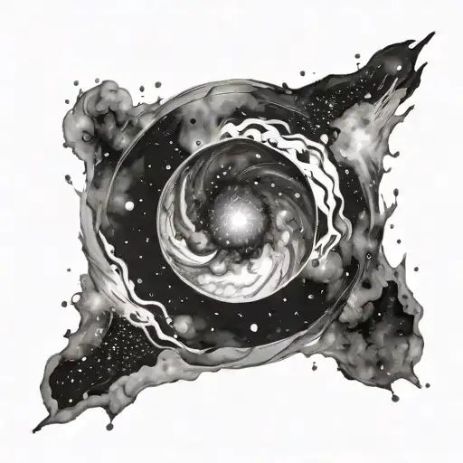 A Watercolor Tattoo Of A Galaxy With A Hidden Black Hole At The Center