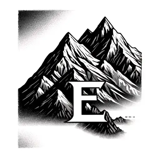 Simple Mountain Range With Letter E