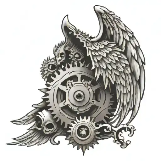 Gear With Two Angel's Wings