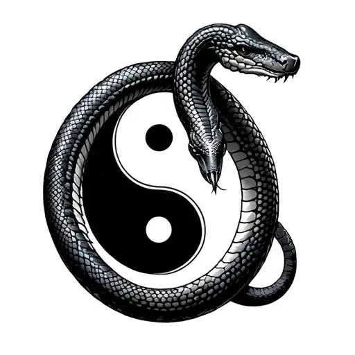 Snake Wrapping Around The Yingyang Sign