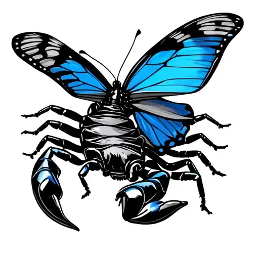 Scorpion Killing A Blue Butterfly