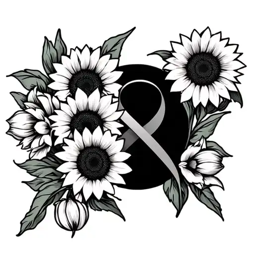 National Eating Disorder Awareness Symbol With Sunflowers And Tulips