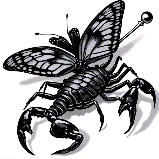 Scorpion Piercing A Butterfly With Its Tail