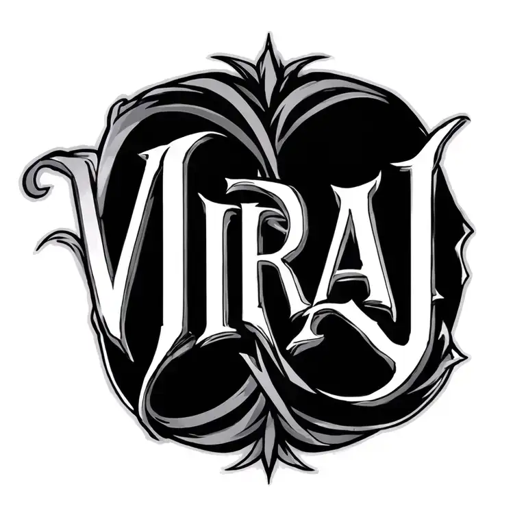 A Lower Back Y2k Style Trendy Tattoo With Name Viraj Incorpurated In It
