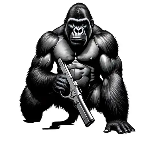 Gorilla Holding Gun