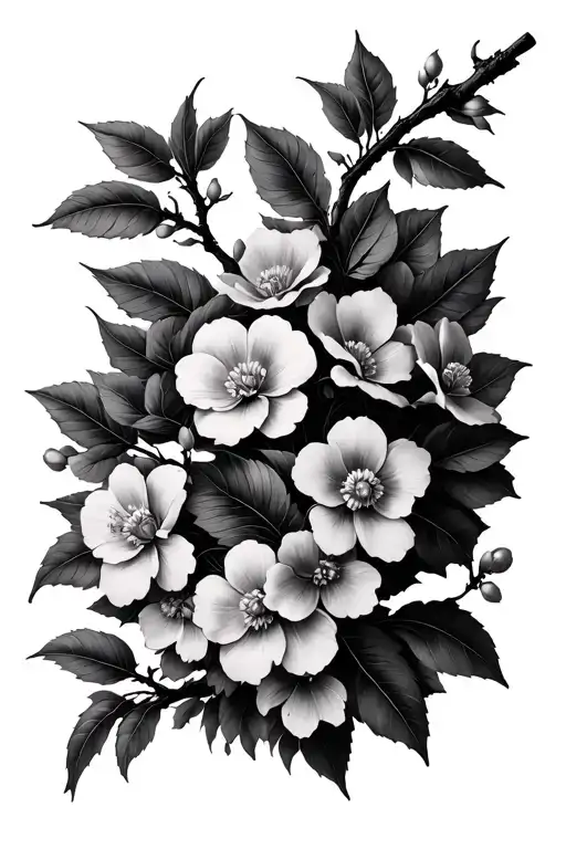 Tree Branch Wrapped With Flowers Blooming