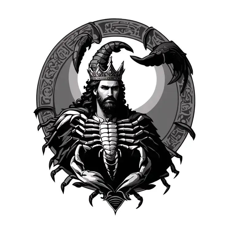 A King Surrounded By Big Scorpio Zodiac Sign