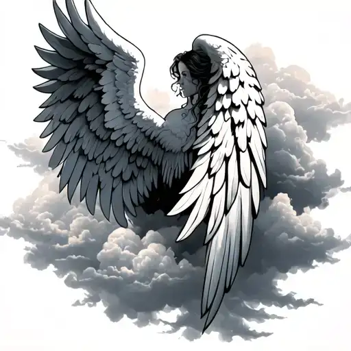 Angel Wings With Clouds