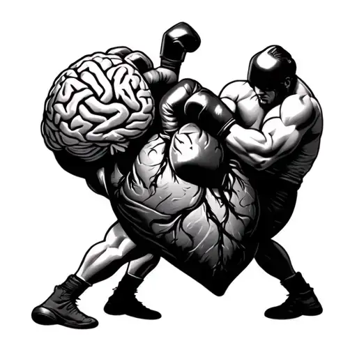 Heart And Brain In A Boxing Match In The Ring