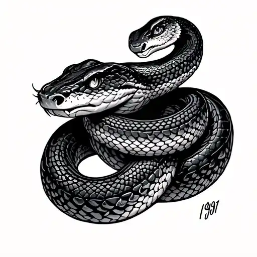 Year 1991 And Snake Wrapped Together