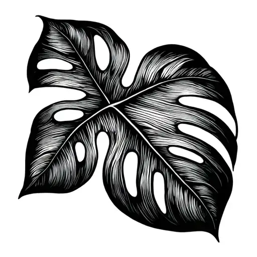 Monstera Leaf One Line Dots
