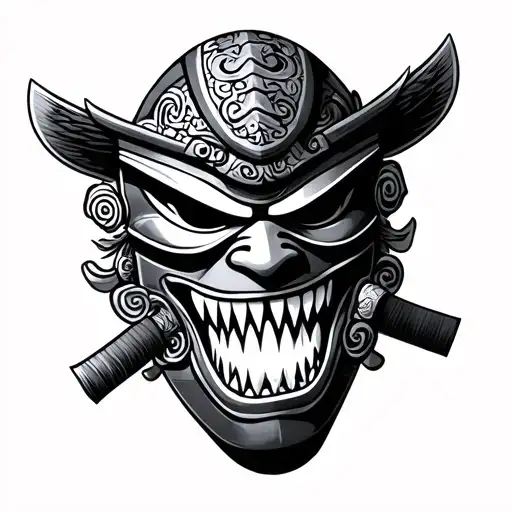 Japanese Samurai Mask Big Teeth