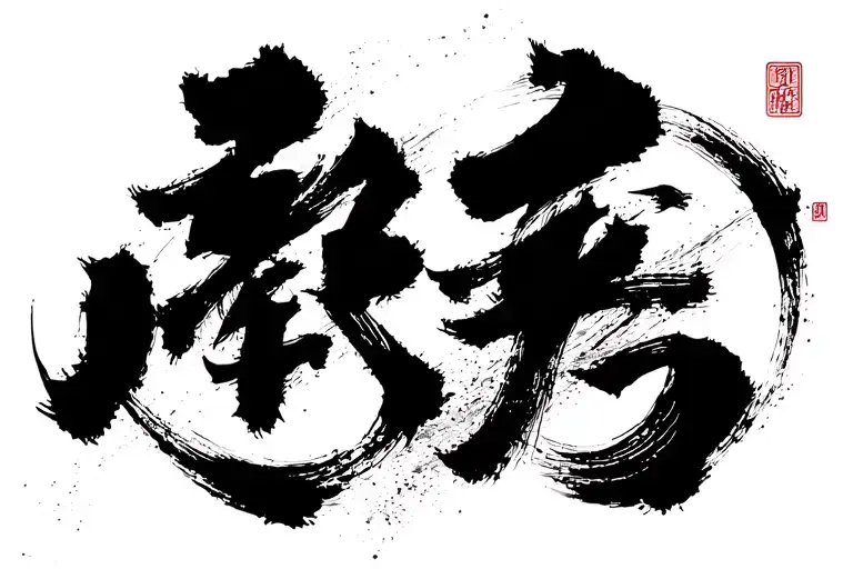 Chinese Calligraphy Brush Dashes On The Background