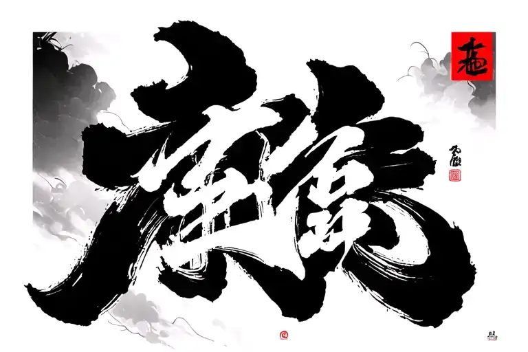 Chinese Calligraphy On The Background Black And White