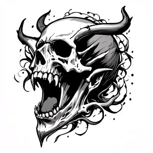 Demon Screaming Skull