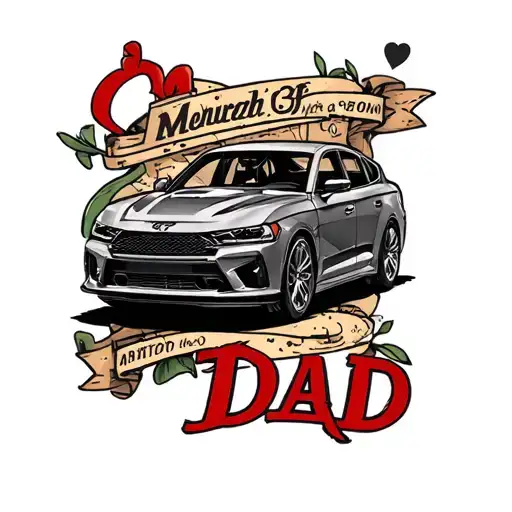 Car Dad Memorial Tattoo Featuring