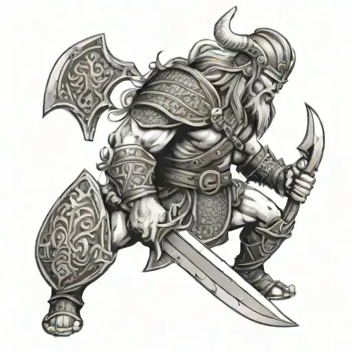Viking Warrior Wielding A Battle Axe In A Fierce Battle Scene