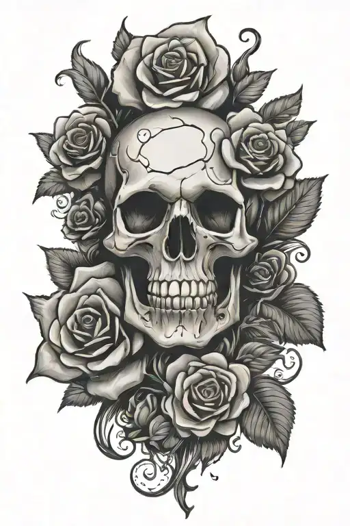 Skull With Rose Family Text