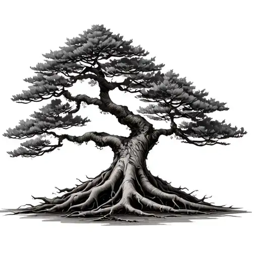 Bonsai Tree Feint Lines No Pot Roots Visible