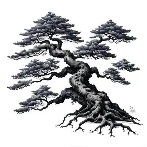 Bonsai Tree Feint Lines No Pot Roots Visible