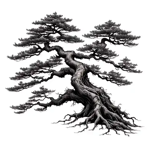 Bonsai Tree Feint Lines No Pot Roots Visible