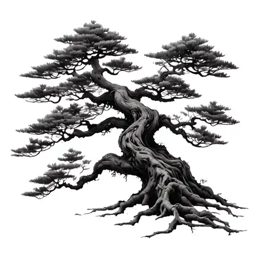 Bonsai Tree Feint Lines No Pot Fine Roots Visible Minimal Foliage