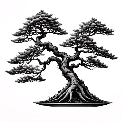 Bonsai Tree Feint Lines No Pot Fine Roots Visible Minimal Foliage